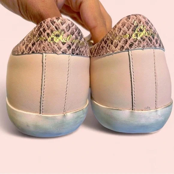 Sam Edelman light Pink trainers with snakeskin detail - Picture 2 of 4